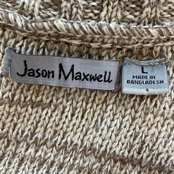 JASON MAXWELL Oatmeal Open Front Waterfall Cardigan Sweater Size Large Cozy - Picture 6 of 7